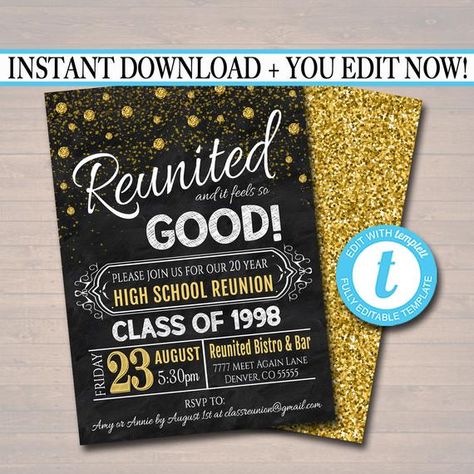 Alumni Homecoming, Class Reunion Invitations, Reunion Invitation, College Reunion, Reunion Decorations, Reunion Party, Reunion Invitations, Chalkboard Invitation, Reunion Ideas