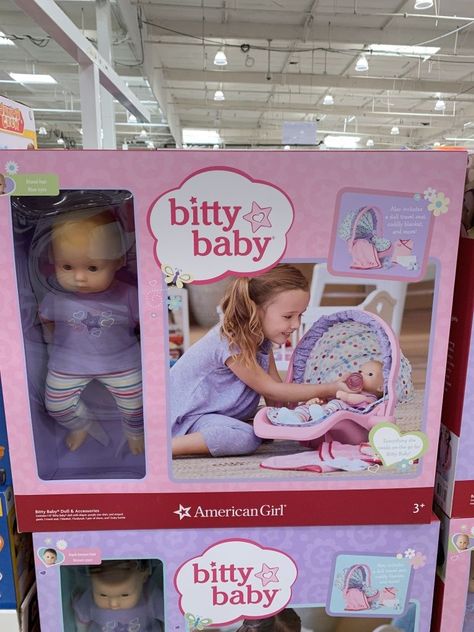 Costco sells the Bitty Baby Set by American Doll for $79.99. After having a little one, I'm starting to understand the popularity of all the kids toys. Even though we have a boy, I've been told by many parents how popular these American Girl Doll sets are. Costco has had this in stock for a couple months now. It's on the shelves just in time for the holidays. #americangirl #americangirldoll #bittybaby #costco American Toys, Kids Toys For Christmas, Bitty Baby American Girl, Baby Doll Carrier, American Girl Doll Sets, Baby Doll Set, Cool Toys For Girls, Doll Carrier, Bitty Baby