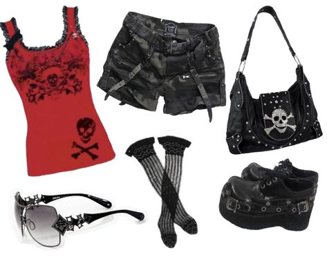 Emo Essentials, Mall Goth Png Clothes, Mcbling Outfits Black, Goth Y2k Outfits, Y2k Emo Shirts, Y2k Emo Outfits, Y2k Emo Tops, Emo Outfits 2000s, 2000s Y2k Fashion