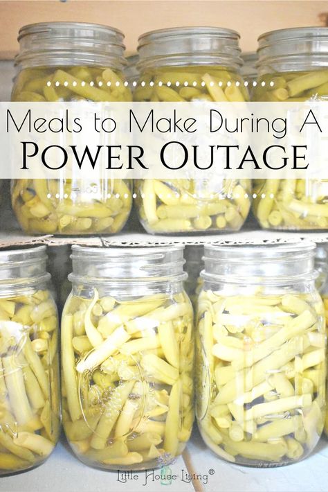 Need some ideas on what to make and what to have on hand during a power outage? Here's a must-read list of supplies and meal ideas! Fruit Granola Bars, Generac Generator, Jar Meals, Emergency Preparedness Food, Living Frugal, Diy Mixes, Emergency Food Storage, Backyard Parties, Meals To Make