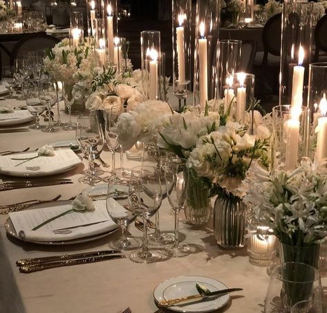 17. Geburtstag, Dinner Party Table Settings, Elegant Wedding Themes, Candle Wedding Centerpieces, Personalized Wedding Decor, Dream Wedding Decorations, Neutral Wedding, Ballroom Wedding, Wedding Table Settings