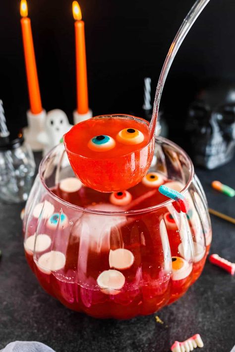 Easy Halloween Punch Recipe - Foxes Love Lemons Easy Halloween Punch Nonalcoholic, Alcoholic Punches For A Party, Red Halloween Punch, Halloween Punch Recipes Non Alcoholic, Halloween Punch Recipes Alcoholic, Punch Bowl Recipes, Easy Halloween Punch, Red Punch Recipes, Spiked Punch Recipes