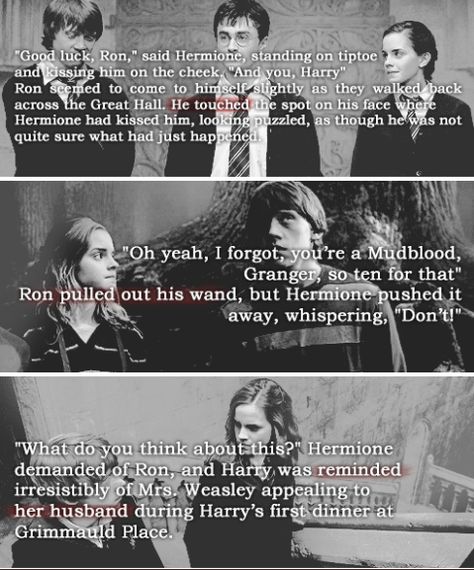 ron and hermione - book quotes Ron And Hermione Headcanon, Harry Potter Headcannons Romione, Ron And Hermione Quotes, Harry Potter And Ron And Hermione, Romione Book Moments, Books And Cleverness Hermione Quote, Ron And Hermione Book Moments, Harry Potter Ron And Hermione, Funny Harry Potter Jokes