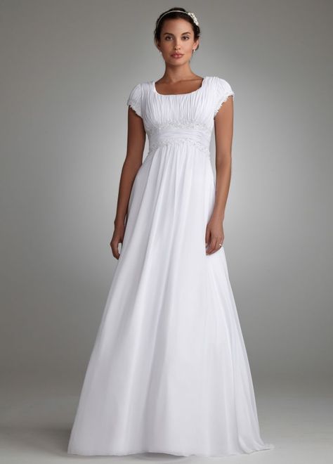 Ruched Short Sleeved Chiffon Wedding Dress Style 4XLSLV9743, White, 12 Simple Short Sleeve Wedding Dress, Empire Gown, Waist Wedding Dress, Bridal Sleeves, Wedding Gown Preservation, Empire Waist Wedding Dress, Modest Wedding Dresses With Sleeves, Short Sleeve Wedding Dress, Modest Wedding Gowns