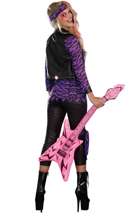 Rockstar Female Adult Costume - $55.95 Costume Rockstar, Rockstar Costume, Rocker Costume, Decades Costumes, Rock Costume, Look 80s, Rock Star Outfit, 90s Fashion Outfits Hip Hop Party, 80s Costume