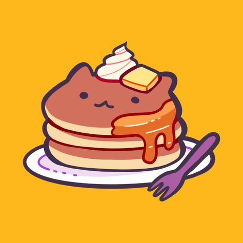 Check out this awesome 'Cat+Pancakes' design on @TeePublic! Cat Pancakes, Pancake Cat, Pancake Drawing, Photo Kawaii, 귀여운 음식 그림, Arte Do Kawaii, Stickers Kawaii, Cute Food Drawings, Cute Food Art