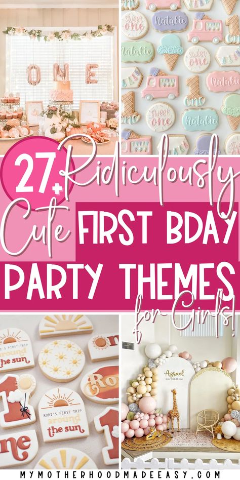 First birthday party themes for girls Baby Girl Theme Birthday Party, Theme For First Birthday Girl, One Year Old Birthday Party Theme Girl, Ideas For 1st Birthday For Girl, Baby 1st Birthday Themes Girl, First Birthday Ideas For A Girl, Babies First Birthday Theme, First Birthday Themes September, Girls One Year Birthday Party Theme