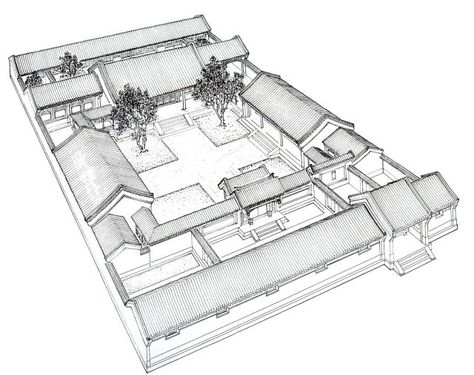 Siheyuan,Quadrangles,Four Side Enclosed Courtyard(Reprinted) | Apple Eden's Blog Japanese Courtyard House Plans, Traditional Japanese House Plans, House Plans With Courtyard, Japanese Courtyard House, Enclosed Courtyard, Traditional Chinese House, Tea Japanese, Chinese Courtyard, Japanese Home Design