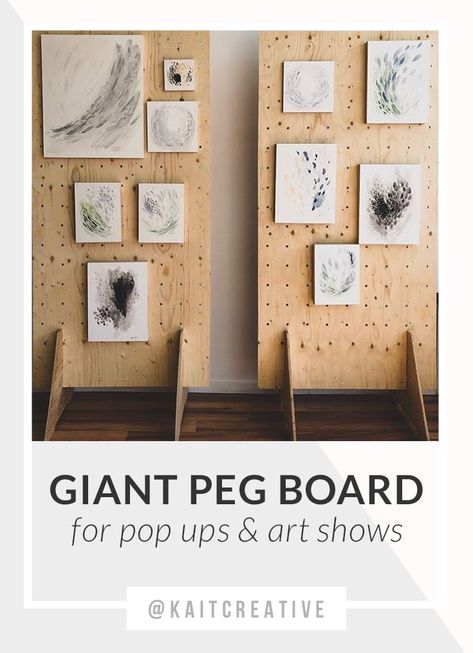 oversized peg boards to display abstract artwork. Collapsable for easy transport to new venues. Great for trades shows and pop ups. #pegboard #originalart Craft Market Art Display, Pegboard Art Display, Peg Board Stand Diy, Diy Peg Board Ideas, Peg Board Display Craft Show, Pegboard Display Craft Show, Diy Pegboard Display, Art Display Ideas Exhibitions, Art Show Display Ideas