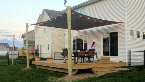 Deck Carport, Deck Shade, Sail Canopy, Patio Sun Shades, Pergola Diy, Fabric Awning, Sail Canopies, Patio Steps, Pergola Swing