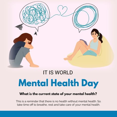 World Mental Day Poster, Health Day Poster, Mental Health Poster, Metal Health, Mental Health Advocacy, World Mental Health Day, Mental Health Posters, Psychology Says, Family Counseling