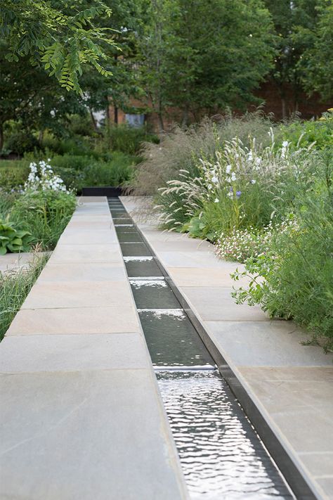 Marcus Barnett Studio — London — North Cotswolds Marcus Barnett, Patio Water Feature, Garden Stream, Modern Water Feature, Terraced Backyard, Water Features In The Garden, Traditional Landscape, Water Element, Garden Studio