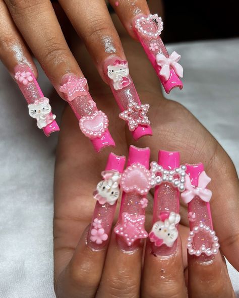 Hello kitty nails #zicxa-photos #zicxa #images #background #wallpaper #freepik #shutterstock #VN Beetles Gel Nails, Hello Kitty Charm, Acrylic Nail Supplies, Junk Nails, Pink Coffin, Kitty Nails, Hello Kitty Nails, Nails For Kids, Cat Nails