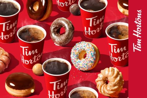 Tim Hortons Gift Card, Tim Hortons Breakfast, Dunkin Christmas, Bakery Booth, Cookie Photoshoot, Tim Hortons Canada, Tim Hortons Coffee, Mister Donuts, Group Discussion