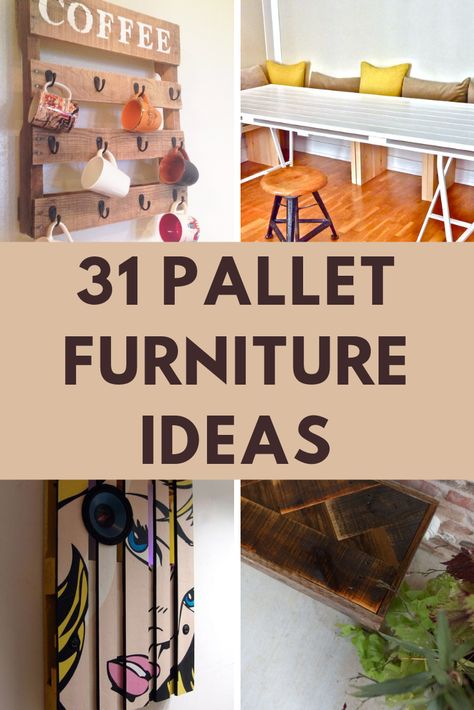 The best DIY pallet furniture ideas to give you inspiration for your own pallet furniture project. Using pallets to create furniture saves you money and saves the environment by recycling unwanted materials. #palletfurniture #ideas #diypallet #palletproject #upcyclingpallets Timber Pallet Ideas, Ideas For Pallets Home Decor, Crafts To Make With Pallet Wood, Small Pallet Wood Projects Ideas, Woodworking Pallet Projects, Wood Pallet Storage Ideas, Used Pallet Ideas, Diy Pallet Board Projects, Palette Furniture Diy