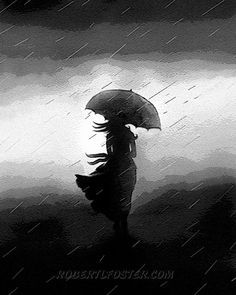 Lonely girl Umbrella In The Rain, I Love Rain, Rain Art, Umbrella Art, Walking In The Rain, Art Et Illustration, Romantic Art, Dancing In The Rain, In The Rain