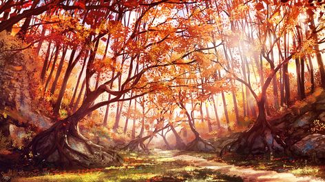 Environmental Concept Art - wallpaperdump post - Imgur Illustration Forest, Forest Illustration, Landscape Concept, Fantasy Forest, Forest Painting, Autumn Scenery, Forest Art, Matte Painting, Autumn Forest