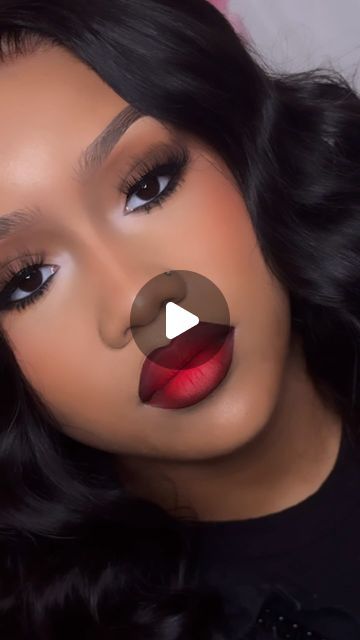 Matte Red Lipstick Makeup Look, Red Lipstick On Black Women, Makeup With Red Hair, Red Lip Combo For Brown Skin, Red Lip Smokey Eye Makeup Look, Black And Red Lips, Smokey Eye With Red Lips, Birthday Makeup For Black Women Red Lip, Red Makeup Dark Skin