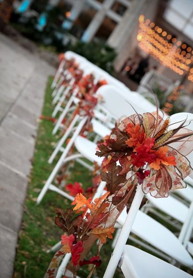 10 Ways to Decorate Your Chairs at Your Wedding - Rustic Wedding Chic Fall Wedding Aisle, Aisle Decorations, Wedding Ceremony Ideas, Wedding Chair Decorations, Wedding Aisle Decorations, Fall Wedding Decorations, Aisle Decor, Rustic Chic Wedding, Chair Decorations