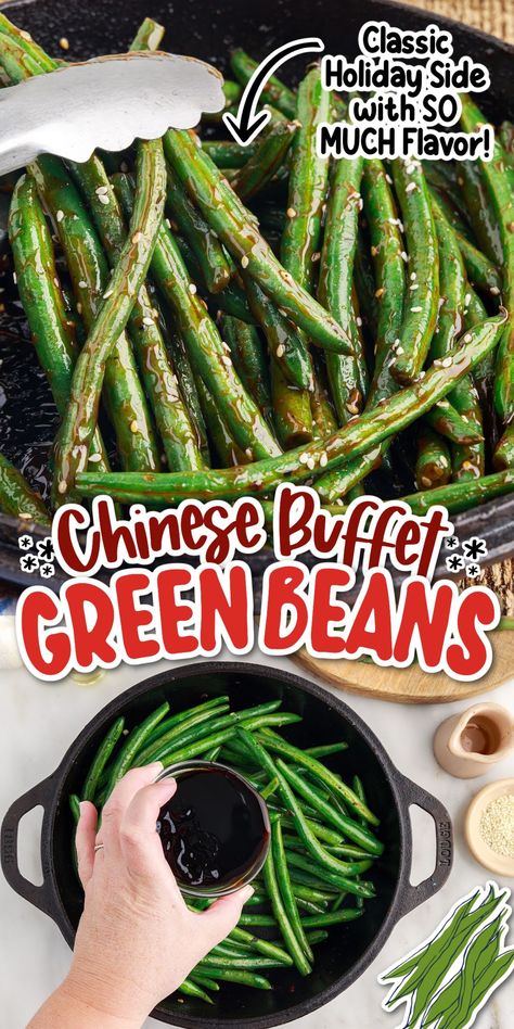 Buffet Green Beans, Chinese Buffet Green Beans, Asian Green Bean Recipes, Chinese Green Bean Recipes, Garlic Green Bean Recipes, Green Bean Recipe, Quick Side Dish, Chinese Buffet, Bean Recipe