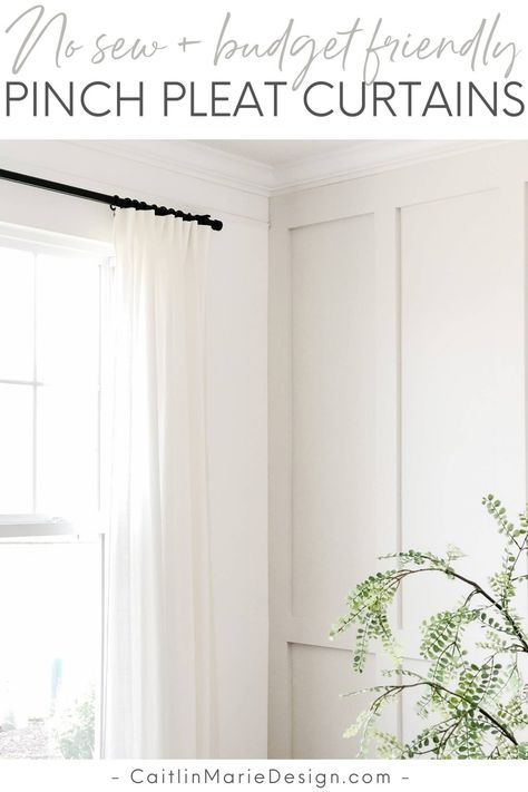 How to Pleat IKEA RITVA Curtains - Caitlin Marie Design Ikea Curtains Pleat, Ikea Ritva Curtains, Ikea Sheer Curtains, Ritva Curtains, Batten Diy, Pinch Pleat Drapes, Classic House Interior Design, Utah House, Pinch Pleat Drape