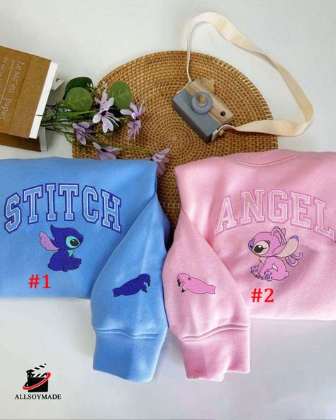 Stitch And Angel Sweatshirt, Matching Things With Boyfriend, Angel Sweatshirt, Manifesting 2024, Stitch Pics, Matching Things, Cute Disney Outfits, Cute Clothing Stores, Matching Hoodies