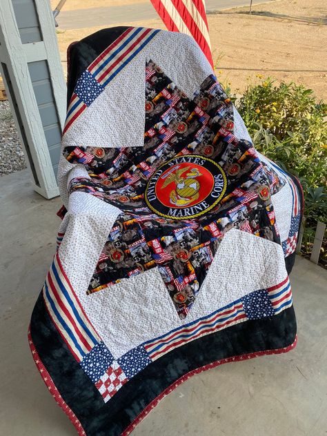 Anchor Quilt, Boot Camp Graduation Gifts, Star Wars Masks, Memorial Blanket, Boot Camp Graduation, Harry Potter Fabric, Nautical Quilt, Jean Quilt, Quilted Boots