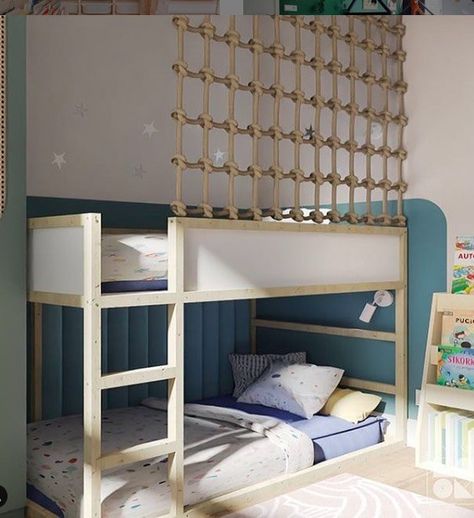 Ikea Kura Bunk, Ikea Bunk Bed Hack, Ikea Kids Bed, Bunk Bed Hacks, Ikea Bunk Bed, Ikea Loft Bed, Bunk Beds Boys, Toddler Bunk Beds, Ikea Kids Room