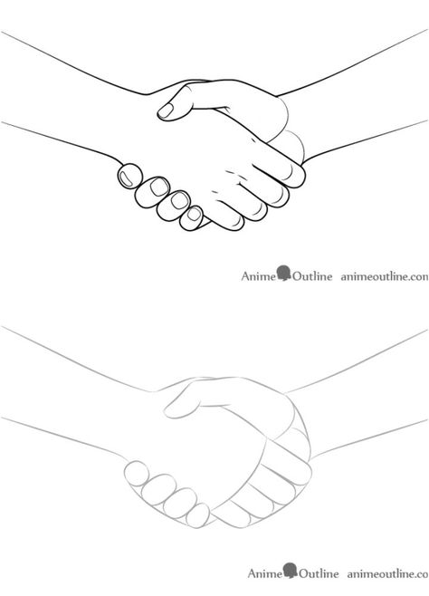 Easy Way to Draw a Handshake World In Hands Drawing, How To Draw Holding Hands, Sketching Snap, Easy Hands Drawing, Holding Hands Drawing Easy, Two Hand Drawing, Holding Hand Drawing, Handshake Drawing, Drawing Hands Holding