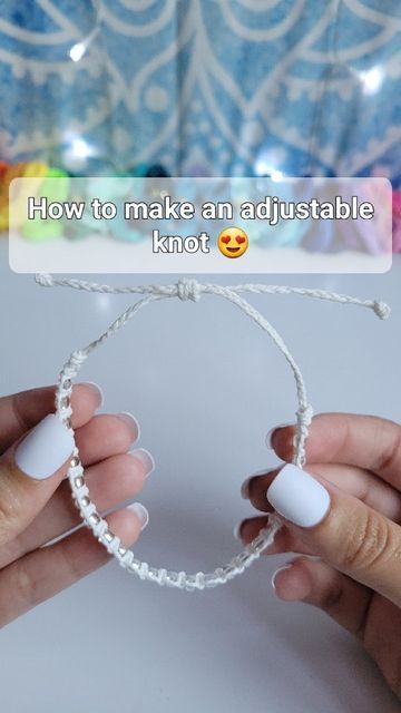 Friendship Bracelet Slip Knot, How To Tie The End Of A Friendship Braclet, Thread Bracelets Adjustable, Tying Off Friendship Bracelets, Adjustable Knots For Bracelets, Friendship Bracelets Tie Off, How To Square Knot Bracelet, How To Tie The End Of A String Bracelet, Resizable Bracelet Diy