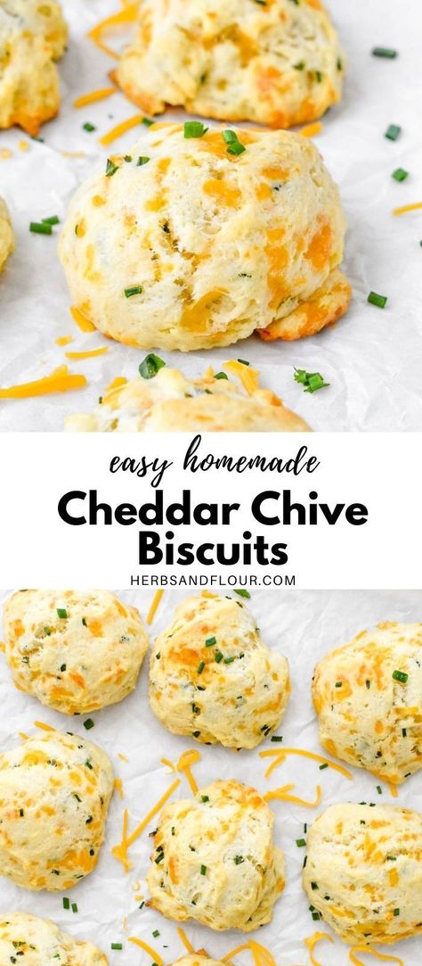 Drop Cheddar Biscuits, Recipes With Chives Easy Dinners, Savory Tea Party Food Simple, Cheesy Buiscits, Cheddar Drop Biscuits Easy, Cheesy Drop Biscuits, Cheesy Biscuit Recipe, Flavored Biscuits Homemade, Easy Savory Baking Recipes