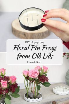 Pin Holder Flower Arrangement, Alternative Flower Arrangements, Floral Frog Arrangement Wedding, How To Use A Flower Frog, Diy Floral Frog, Petite Flower Arrangements, Floral Foam Alternative, Diy Frog Decor, Pin Frog Flower Arrangement