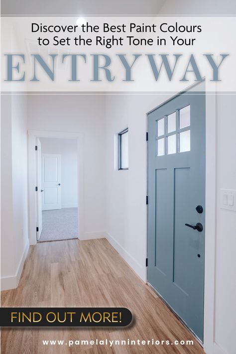 Designer and colour expert shares the Best Paint Colours for your entryway and hallway. Behr Entryway Paint Colors, Paint Inside Front Door Entryway, Paint Color Entryway, Entry Colors Paint, Entry Hall Paint Colors, Foyer Wall Colors Entry Ways, Best Hallway Colors, Entry Way Colors Paint Foyers, Entrance Color Ideas