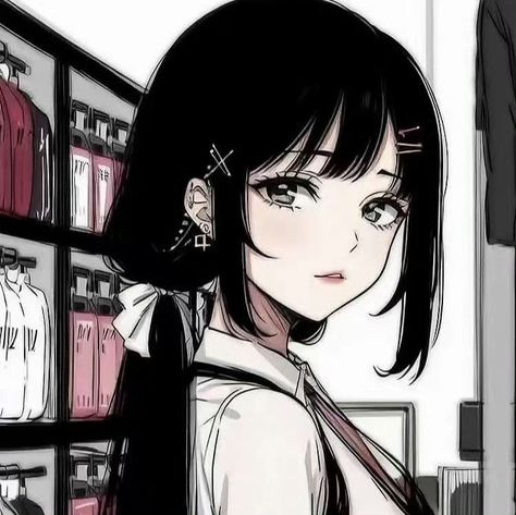 Y2k Profile Picture, Anime Show, Anime Black Hair, Anime Monochrome, Digital Art Anime, Anime Profile, Cartoon Profile Pics, Cute Profile Pictures, Anime Couples Drawings