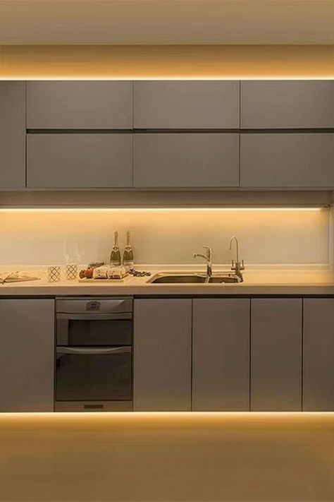 Led profile for Cabinet Light aluminum profile led strip light #ledprofile #ledlight #ledstripchannel #ledlighting Aluminum Kitchen Cabinets, Minimal Kitchen Design, Light Kitchen Cabinets, Led Aluminum Profile, Aluminium Kitchen, Led Cabinet Lighting, Minimal Kitchen, Inside Cabinets, Brown Kitchens