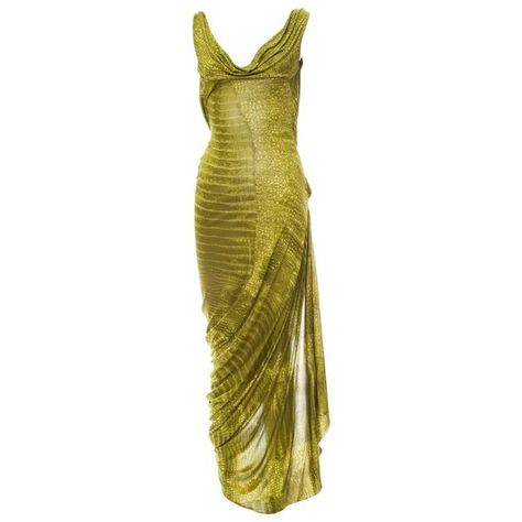 Preowned John Galliano Rare Alligator Print Green Bias Cut Vintage... (£990) ❤ liked on Polyvore featuring dresses, evening dresses, green, brown vintage dress, brown cocktail dress, backless cocktail dresses, vintage cocktail dresses and brown dresses Dior By John Galliano, Night Dresses, Alligator Print, Mode Inspo, John Galliano, Looks Style, Fancy Dresses, Dream Dress, Look Fashion