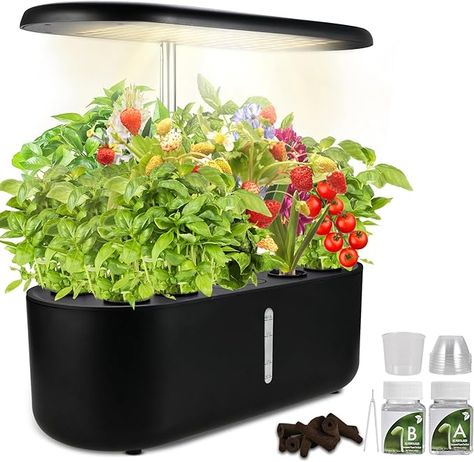 Tigvio 10 Pod Indoor Herb Garden Kit with 24w LED Grow Light and 3.6L Water Tank, Hydroponics Growing System for Vegetables and Flowers/Fruits, Automatic Water Circulation, Height Adjustable Plant Leaves Turning Brown, Hydroponic Solution, Indoor Vegetables, Self Watering Plants, Herb Garden Kit, Inside Garden, Flower Fruit, Hydroponic Growing, Grow System