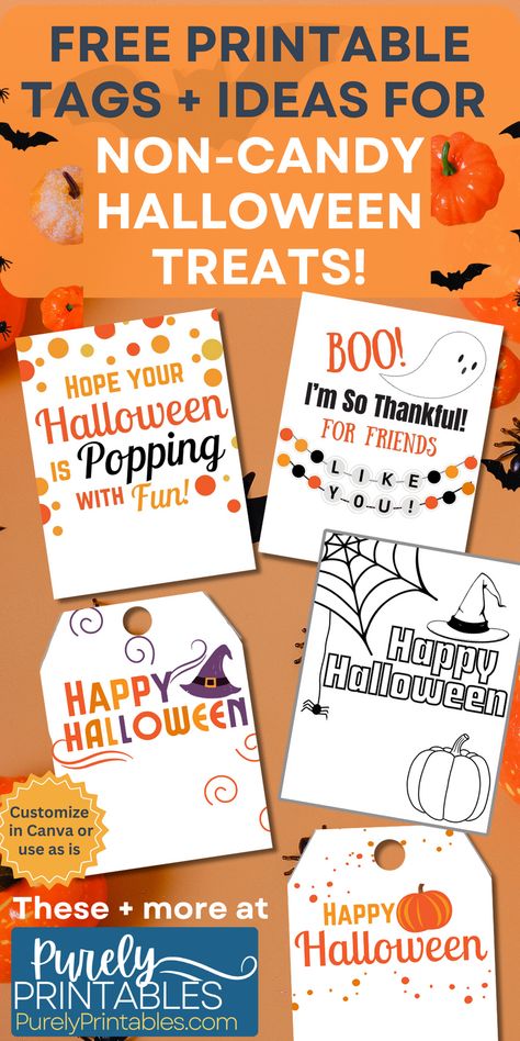 Non-Candy Halloween Treats Ideas + Matching Tags FREE, friendship bracelets, teacher gifts and more for Halloween non-food ideas Halloween Treats Ideas, Thanksgiving Teacher Gifts, Halloween Handout, Halloween Treat Ideas, Halloween Beaded Jewelry, Halloween Treat Tags, Halloween Teacher Gifts, Free Printable Halloween, Halloween Printables Free