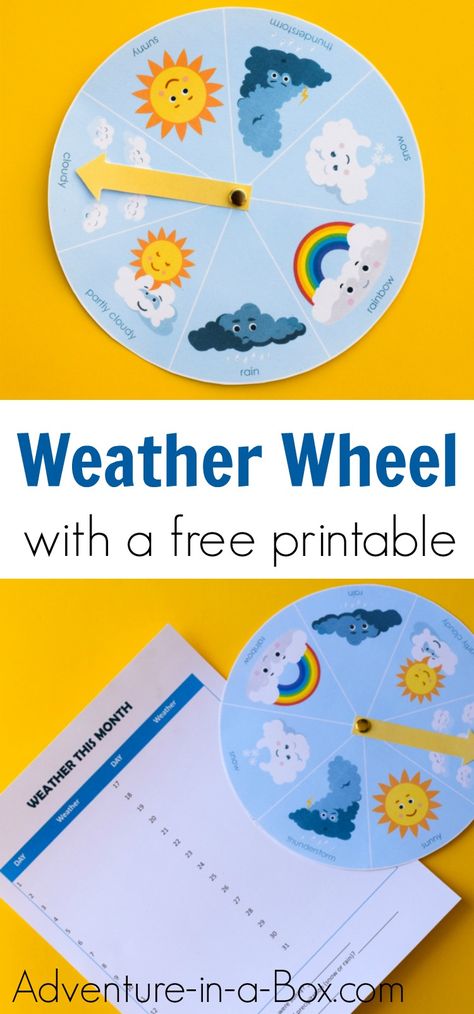 For preschools and kindergartens, supplement a weather study unit with this cute and free printable weather wheel for kids! #kindergarten #preschool #weatherstudy #homeschool #printable Clouds For Kids, Weather Wheel, Weather Activities Preschool, Weather Activities For Kids, Preschool Weather, Weather Crafts, Weather Theme, Weather Unit, Weather Activities