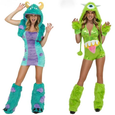 Monsters, Inc. meets techno-rave party? Sully & Mike have never looked more frightening. (Image credit: Yandy.com) BEWARE! THE HORROR OF SLEAZY COSTUMES Mike Wazowski Costume Women, Mike And Sully Costume, Sully Halloween Costume, Sully Halloween, Monsters Inc Halloween Costumes, Mike Wazowski Costume, Sulley Costume, Sully Costume, Girl Superhero Costumes