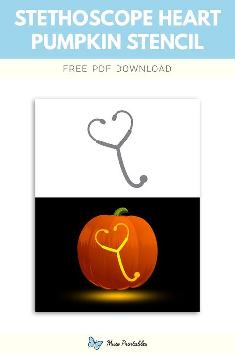 Pumpkin Carving Medical Theme, Stencil For Pumpkin Carving, Heart Pumpkin, Printable Pumpkin Stencils, Pumpkin Stencils Free, Stethoscope Heart, Pumpkin Stencils, Medical Theme, Thanksgiving Time