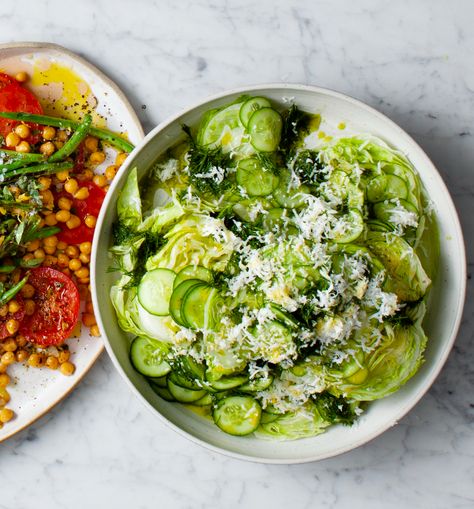 Iceberg Lettuce & Cucumber Salad — Every Night of the Week Lettuce Cucumber Salad, Iceberg Lettuce Recipes, Iceberg Lettuce Salad, Iceberg Salad, Rolled Roast, Lettuce Recipes, Iceberg Lettuce, Lettuce Salad, Wine Vinegar