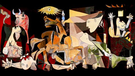 Colored Guernica on Behance Guernica Painting, Abstract Canvas Painting, Painting Process, Bedroom Art, Pablo Picasso, Abstract Canvas, Wrapped Canvas Art, Oil Painting On Canvas, Wall Hangings