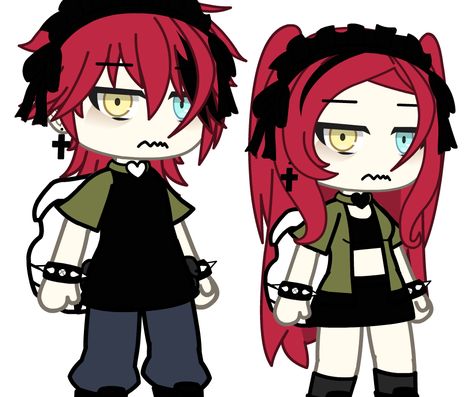 lol Club Life Hair, Gacha Club Matching Outfits, Gacha Life Matching Outfits, Gacha Twins Outfits, Matching Gacha Outfits, Gacha Life Outfits Lesbian Couple, Gacha Charecter Ideas, Matching Gacha Life Outfits, Ideas Con Papel