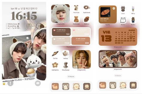 Organization theme for iOS Lee Know Themed Phone, Lee Know Phone Layout, Stray Kids Homescreen Layout, Stray Kids Phone Theme, Stray Kids Phone Layout, Lee Know Homescreen, Stray Kids Homescreen, Iphone Layout Homescreen, Kpop Homescreen