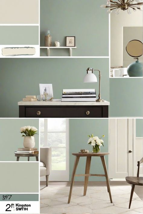 home decorating, home interior design, interior bedroom design, living room interior Home Office Paint Colors Sherwin Williams, Sherwin Williams Kingston, Kingston Sherwin Williams, Sherwin Williams Green, Repose Gray Sherwin Williams, Office Paint Colors, Sage Green Kitchen, Office Paint, Productive Work