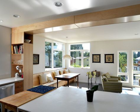 Hide Ductwork Ideas, Pictures, Remodel and Decor House Contemporary, L Shaped House, Seattle Homes, Dc Metro, Contemporary Dining Room, Duct Work, Contemporary Dining, California Homes, Prefab Homes