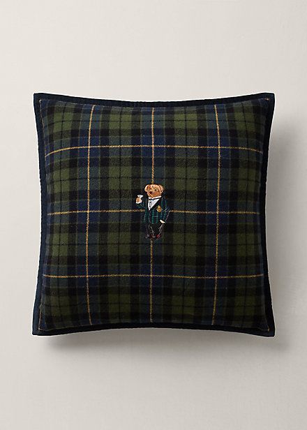 Tartan Polo Bear Throw Pillow Polo Bear, Tartan, Throw Pillow, Teddy Bear, Ralph Lauren, Plaid, Wall, Green, White