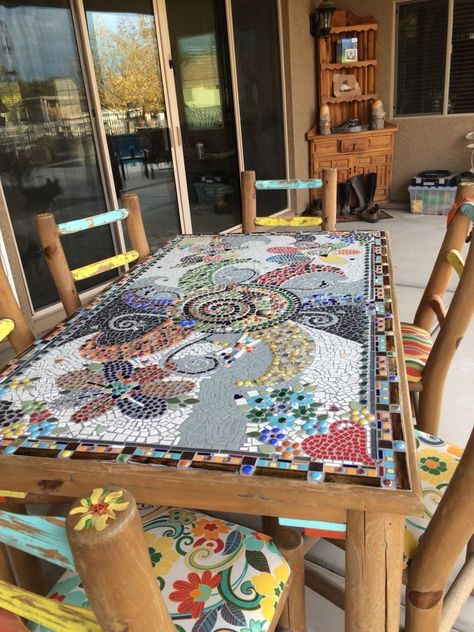 Mosaic Rectangle Table Top, Mosaic Dining Table Top, Mosaic Table Top Designs Rectangle, Rectangle Mosaic Table, Mosaic Table Top Designs, Mosaic Dining Table, Mosaic Patio, Mosaic Patio Table, Mosaic Tile Table