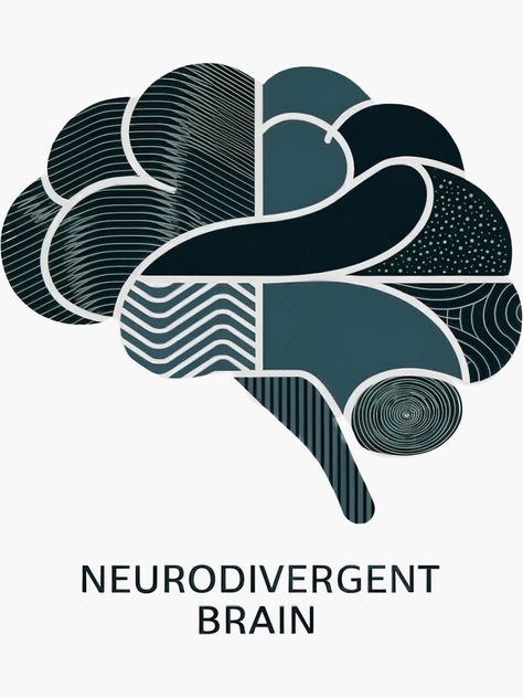 "Neurodiversity, Neurodivergent Brain Art, Brain Art Design for Students and doctors" Sticker for Sale by WatermelonPink | Redbubble Brain Abstract Art, Brain Geometric, Brain Graphic Design, Neuroscience Aesthetic, Brain Abstract, Brain Pattern, Psychology Logo, Neurodivergent Brain, Brain Graphic